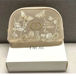 GDior Beige Floral Embroidered Cosmetic Case GWP